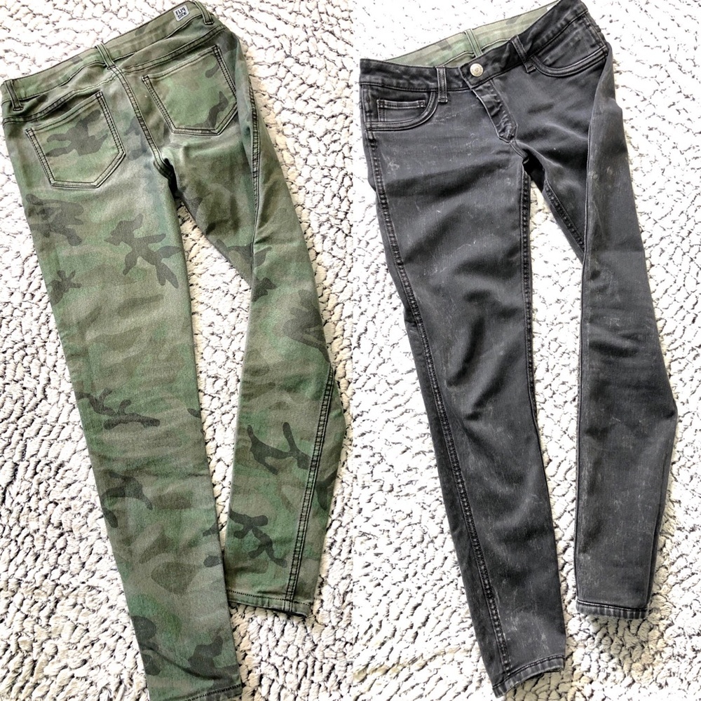 Reversible Camo & Stonewashed Black Skinny Jeans